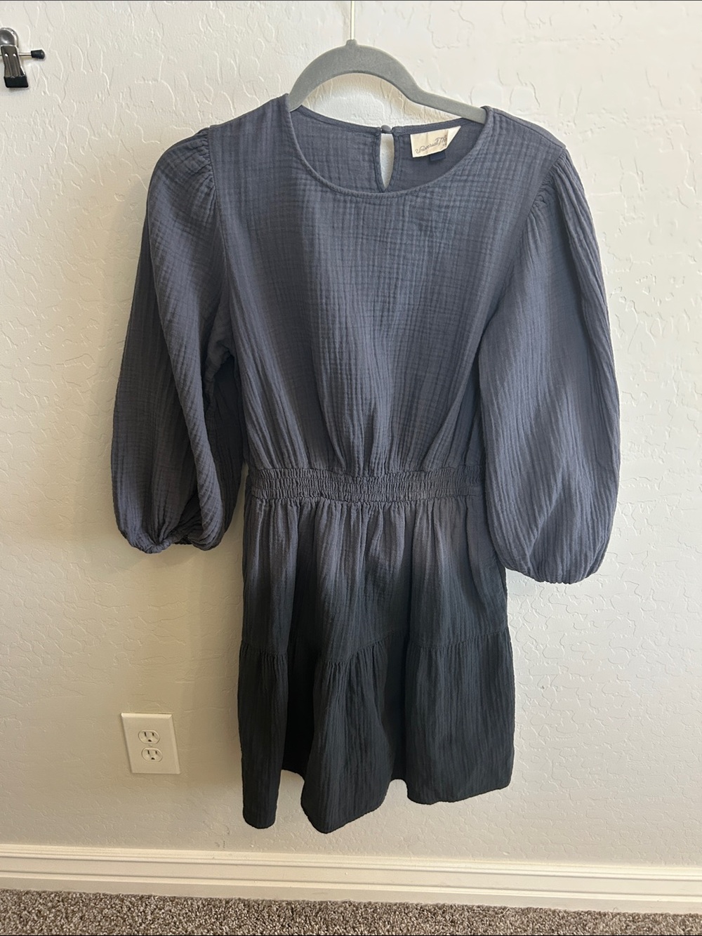 Universal Thread Blue Long Sleeve Smocked Waist Mini Dress